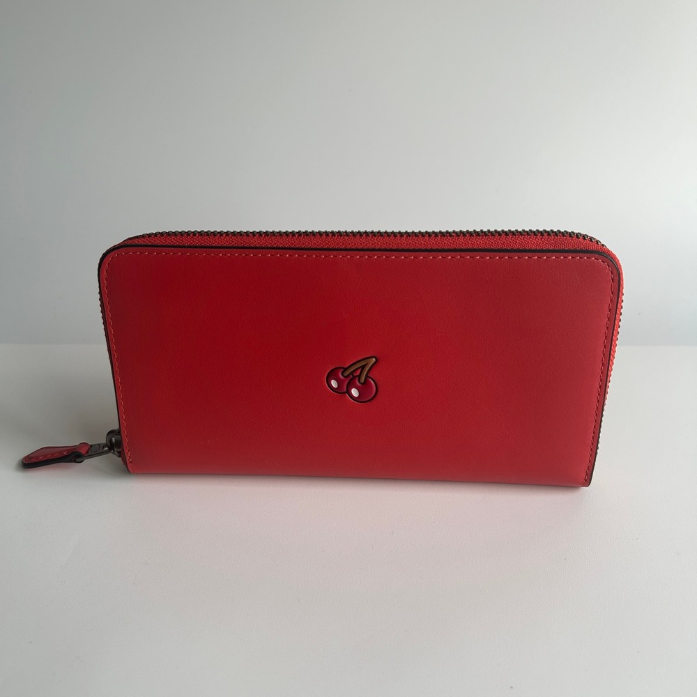 Coach PAC MAN Accordion ZIP Watermelon Leather Wallet F55736
